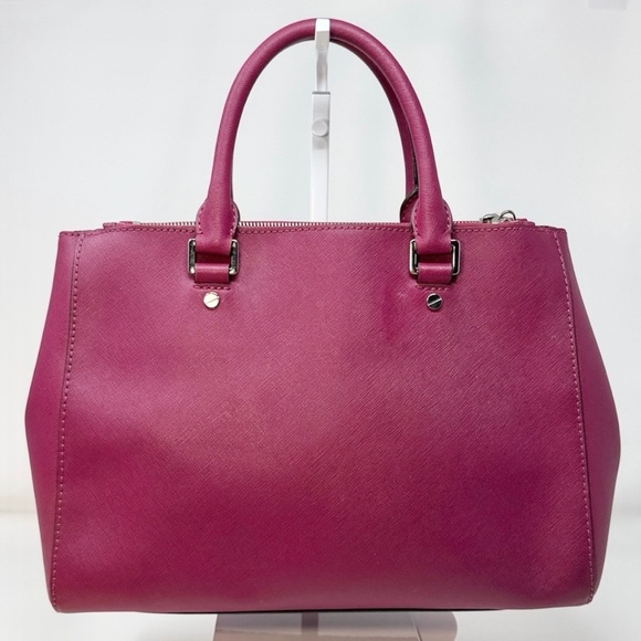 Michael Kors Sutton Saffiano Leather Medium Satchel in fuchsia/berry - Picture 3 of 6